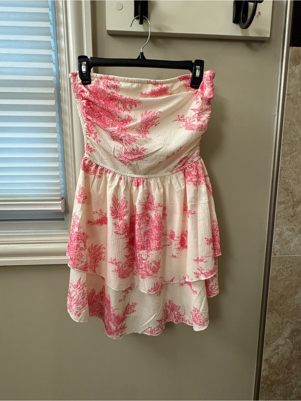 Strapless Pink Floral Tiered Women's Skirt